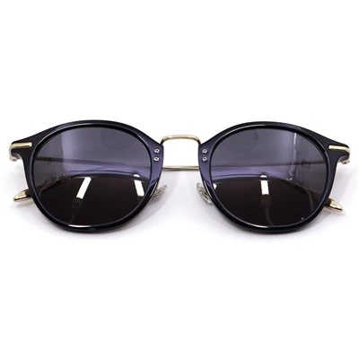 Cermin Mata Hitam Titanium Bingkai Acetate — OEM Bulat Vintaj